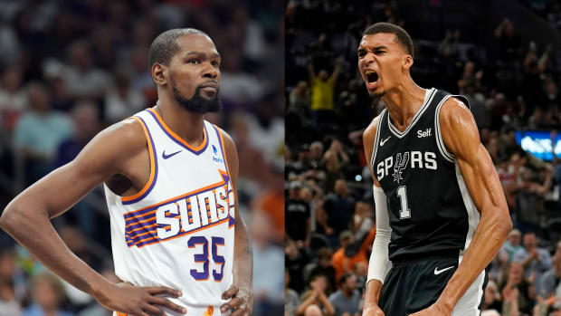 Kevin Durant (left) and Victor Wembanyama